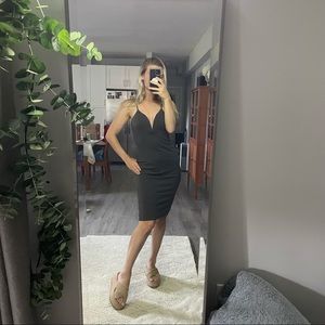 Solemio Deep V Midi Dress